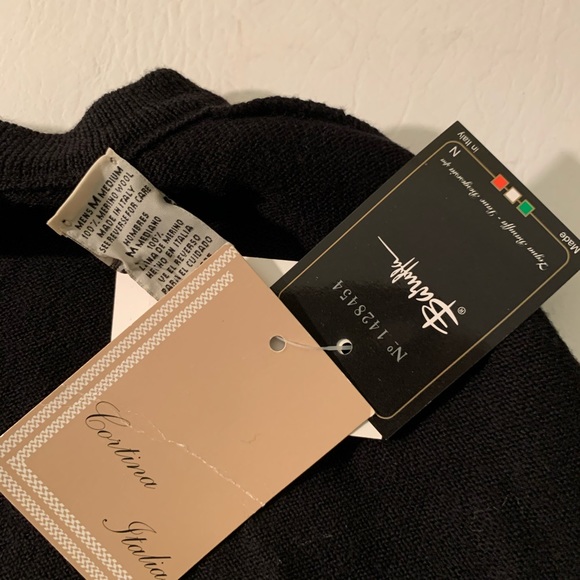 CORTINA ITALIA MERINO WOOL SWEATER SIZE M BLACK - Picture 6 of 15